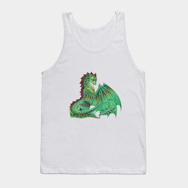 Fancy Patterned Green Dragon Tank Top by Sandra Staple